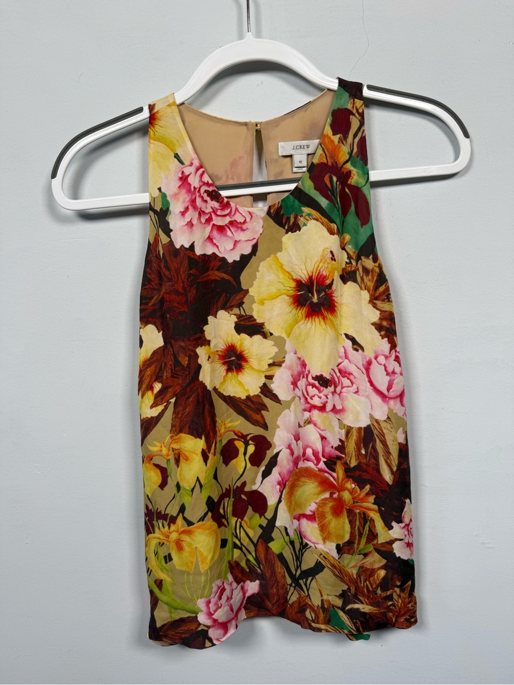J.Crew Silk Floral Lined Halter Tank Top Size 12